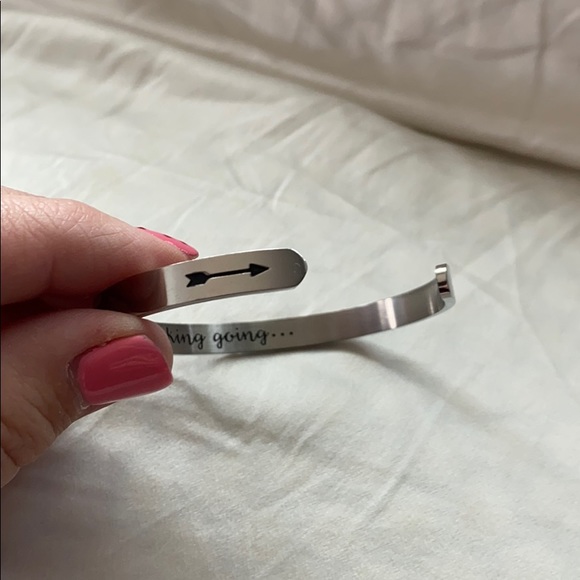 COPY - Silver bracelet w/ “keep fucking going” on inside - Picture 3 of 4